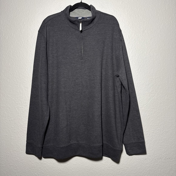 Lands End Men's Bedford Rib Quarter Zip Sweater Gray 2XLT 50-52 Golf Cozy - Picture 1 of 4